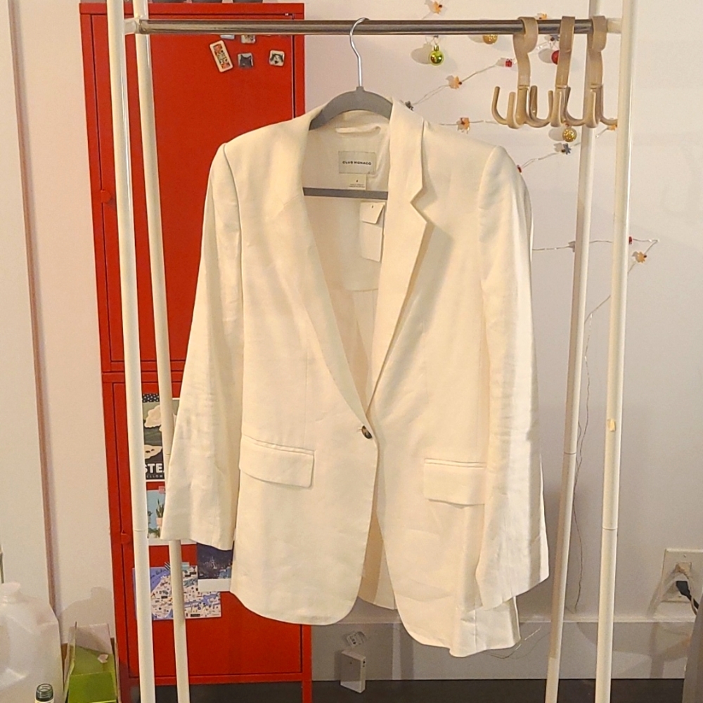 Club Monaco white linen blazer NWT size 4